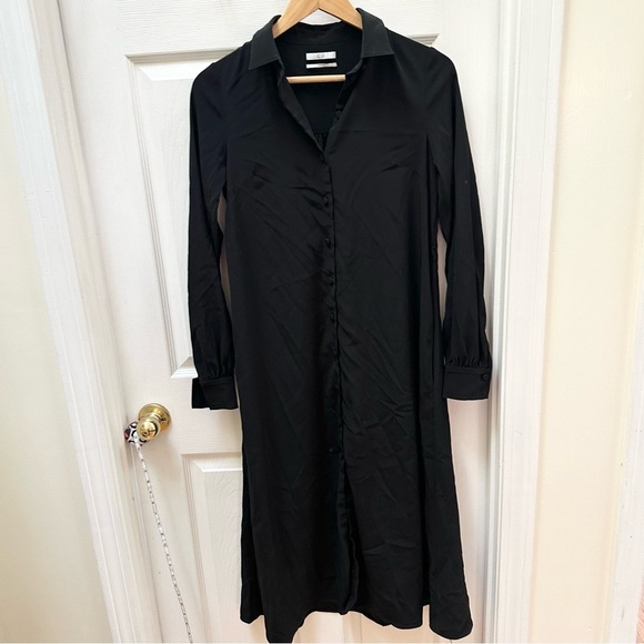 CO Essentials Long Sleeve shirt Dress Black maxi long collared button down XS - Picture 1 of 7